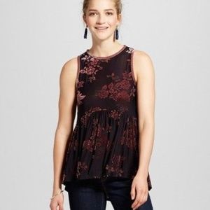 Knox Rose Velvet Peplum Tank